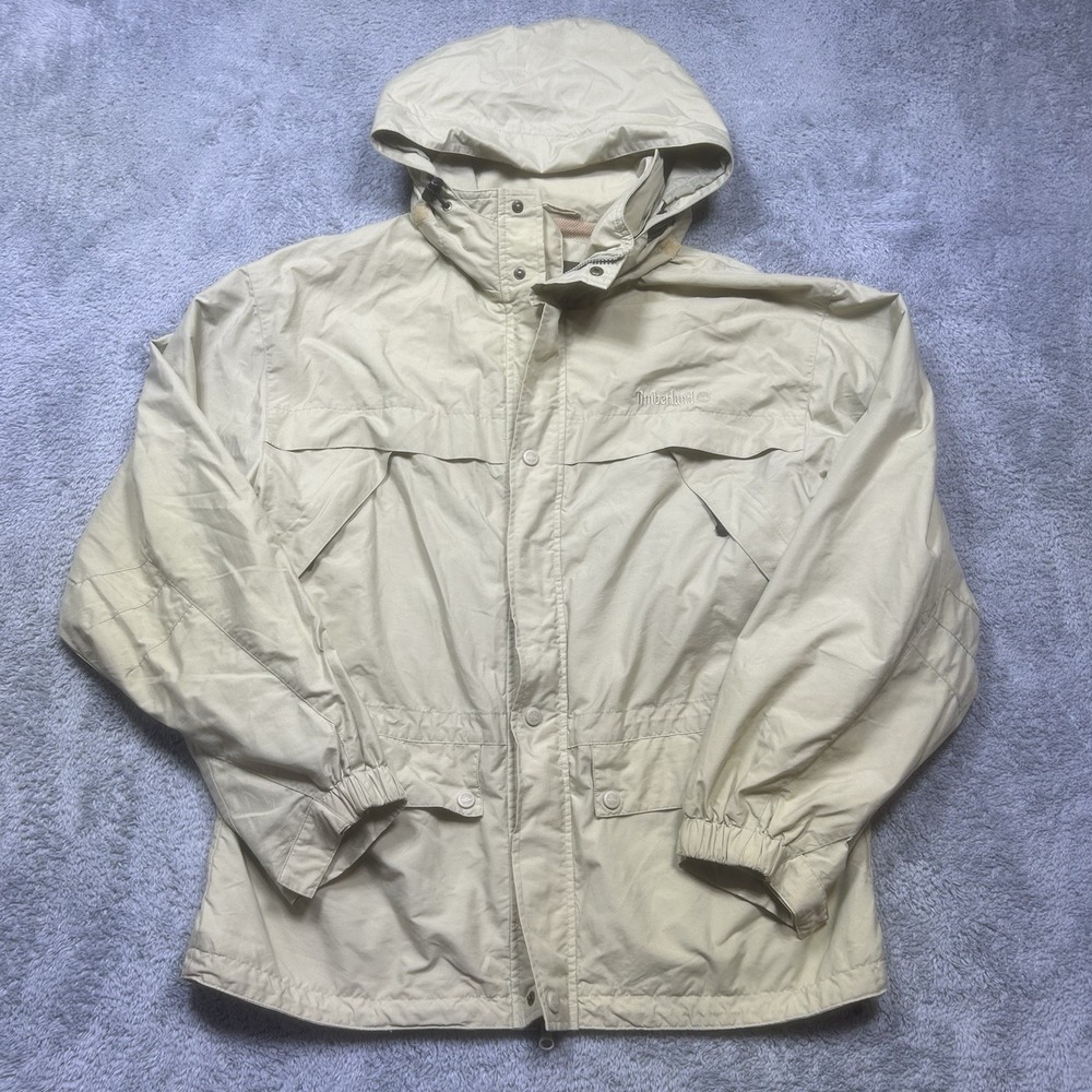Vintage Timberland Weathergear Jacketâ Men's M Beige Field Coat Hooded Rain Y2K